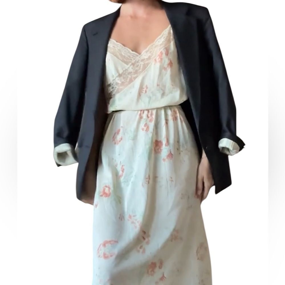 Henson Kickernick Floral Cream Yellow Lace Trim Nightgown Size 34 / S - Picture 5 of 12